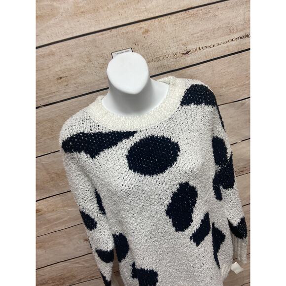 The Impeccable Pig Womens Sweater Size Small Pullover Black White Dots New - Picture 7 of 11